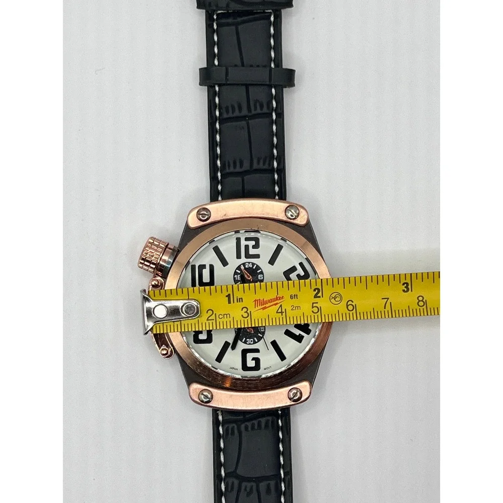 NWOT Emporio Watch NO.8975 Black/Rose Gold New Chronograph Canteen Crown